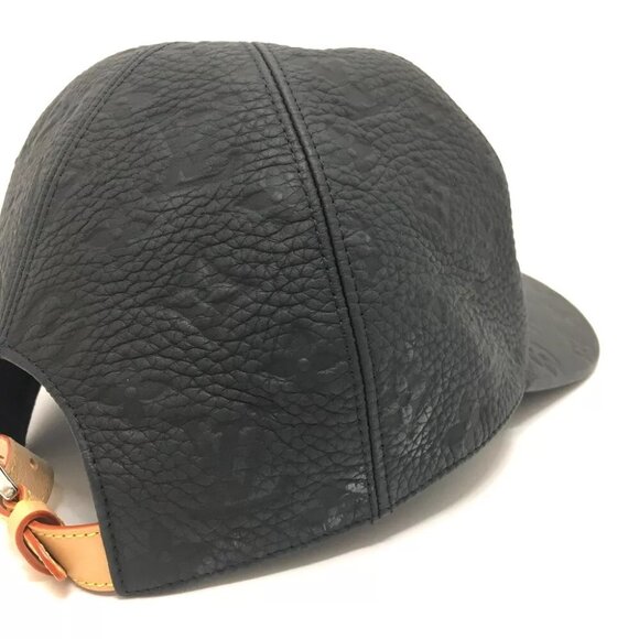 LOUIS VUITTON MP2605 Monogram Newsboy cap 1.1 Leather Cap Hat Black - Picture 6 of 8
